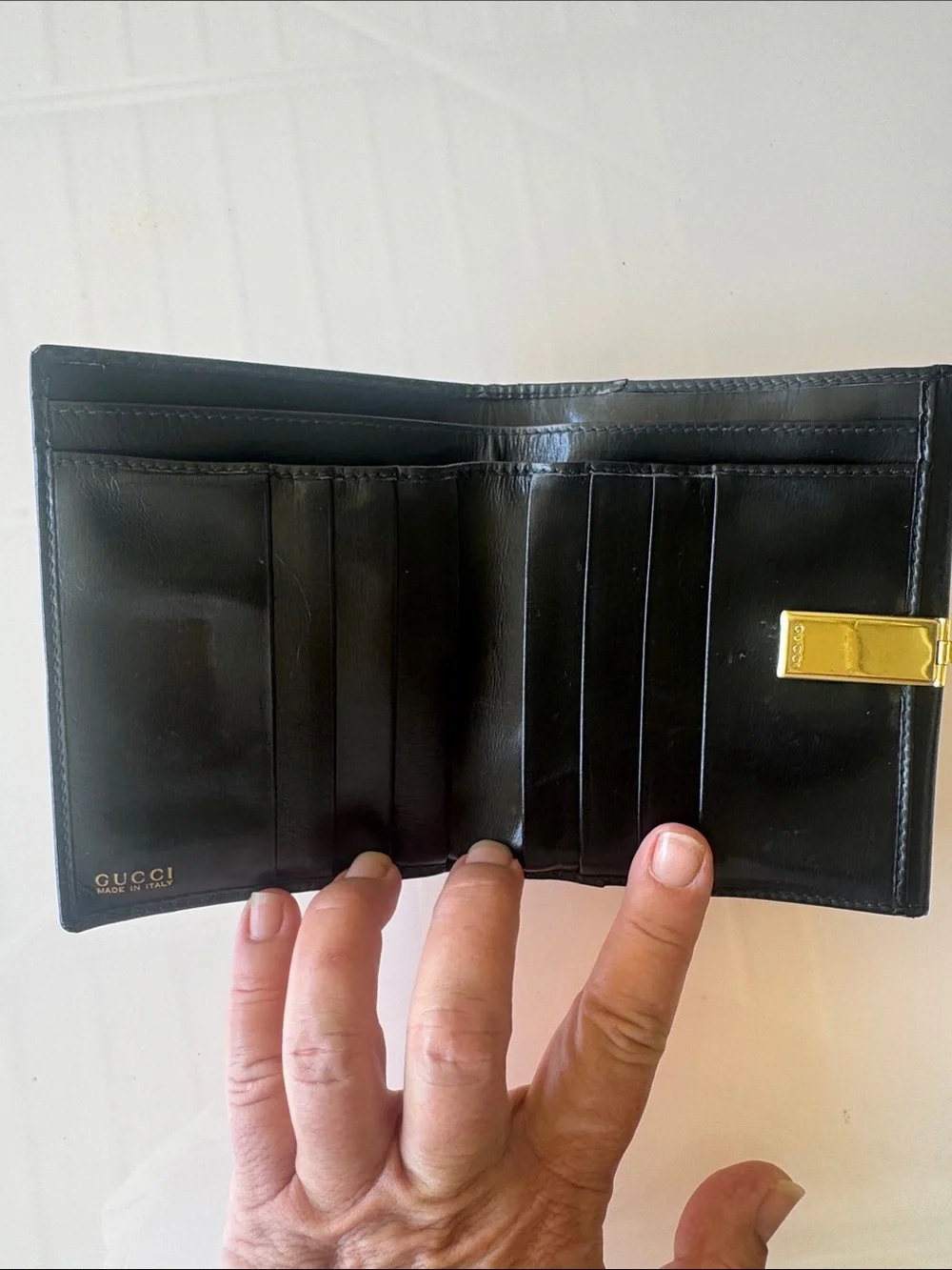Vintage Gucci Black Horsebit Clasp Bifold Wallet